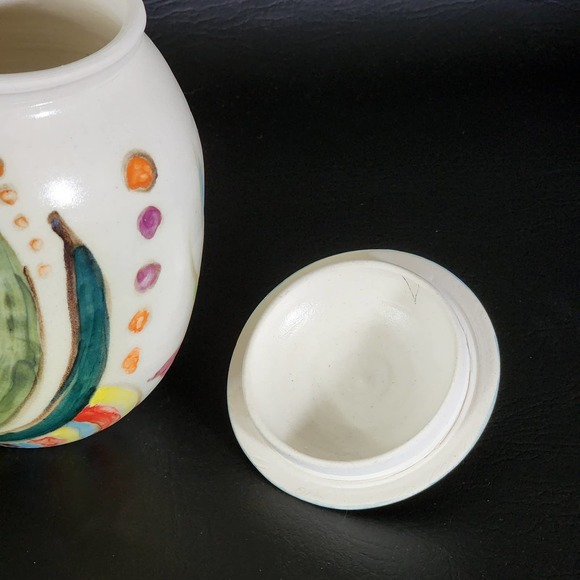 Studio Art Pottery Hand Painted Abstract Floral Design Urn Canister Ginger Jar - Picture 4 of 15